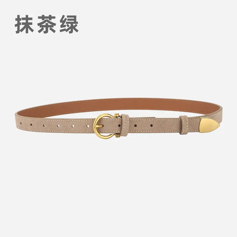Black Vintage Frosted Leather Belt for Women - Image 6