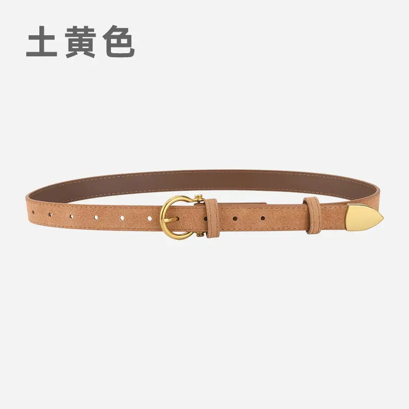 Black Vintage Frosted Leather Belt for Women - Image 7
