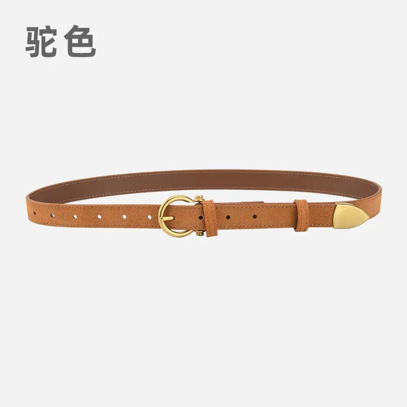 Black Vintage Frosted Leather Belt for Women - Image 8
