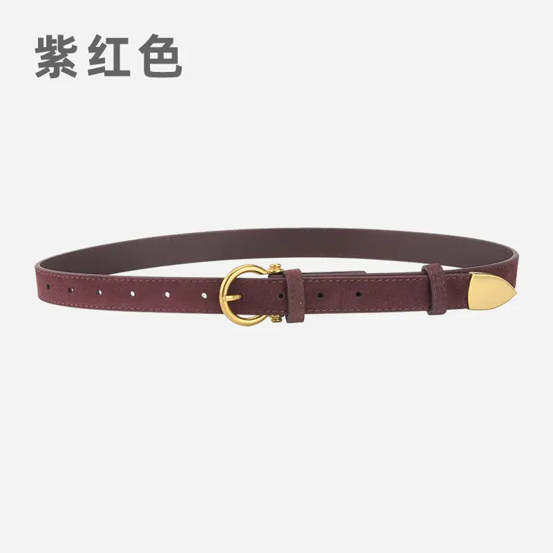 Black Vintage Frosted Leather Belt for Women - Image 9