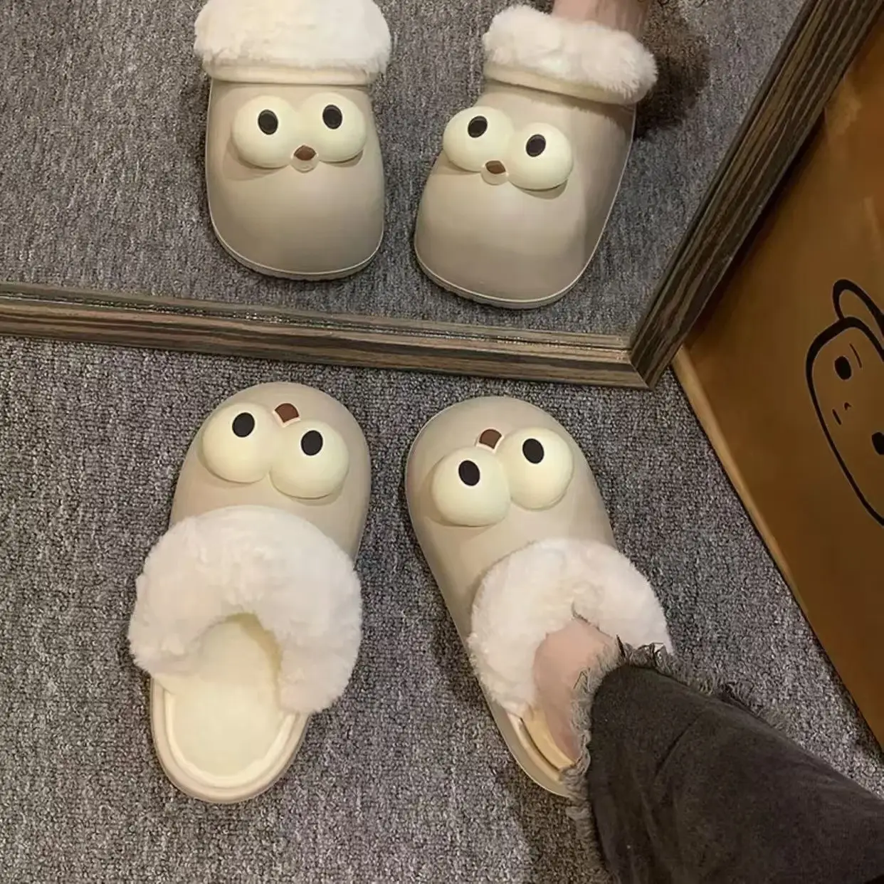 Cute Cartoon Moon Slippers Winter Ins Cotton Warm - Image 5