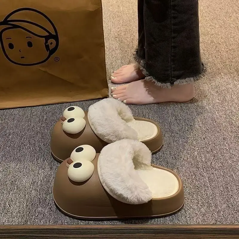 Cute Cartoon Moon Slippers Winter Ins Cotton Warm - Image 3