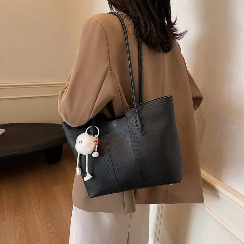 Black Large Capacity Women's Shoulder Tote Bag - Image 7