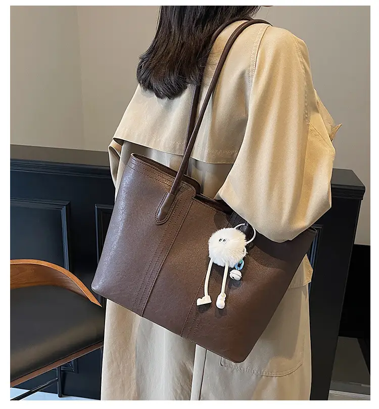 Black Large Capacity Women's Shoulder Tote Bag — feature 1