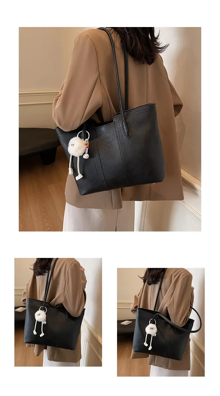 Black Large Capacity Women's Shoulder Tote Bag — feature 9