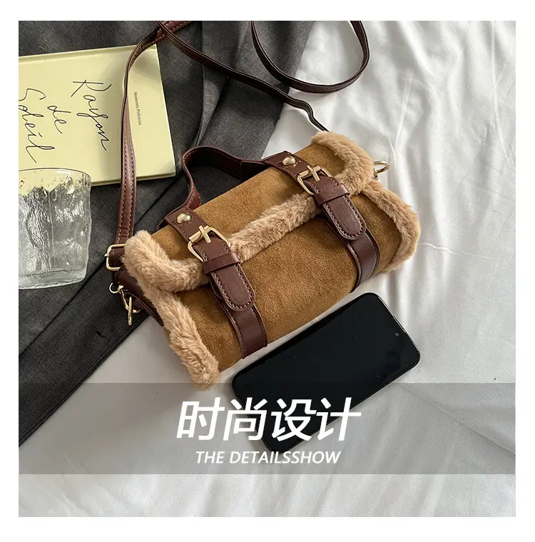 2025 Plush Shoulder Bag Pink Square Design — feature 10