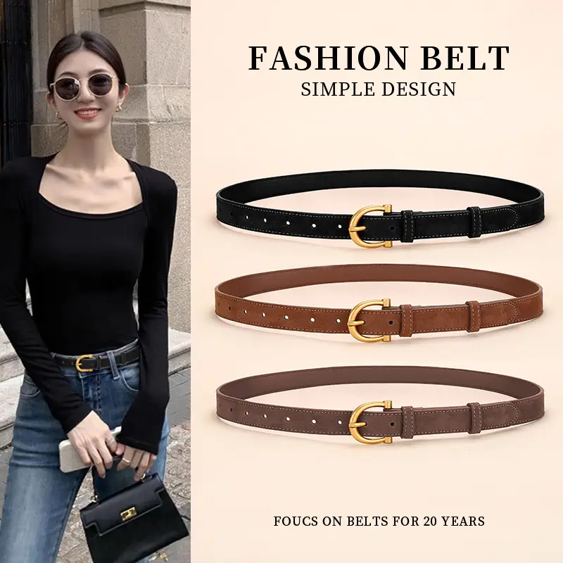 Black Gold Plated Women's Belt with Suede Strap - Image 6