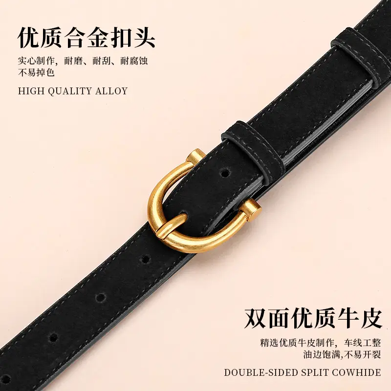 Black Gold Plated Women's Belt with Suede Strap - Image 7