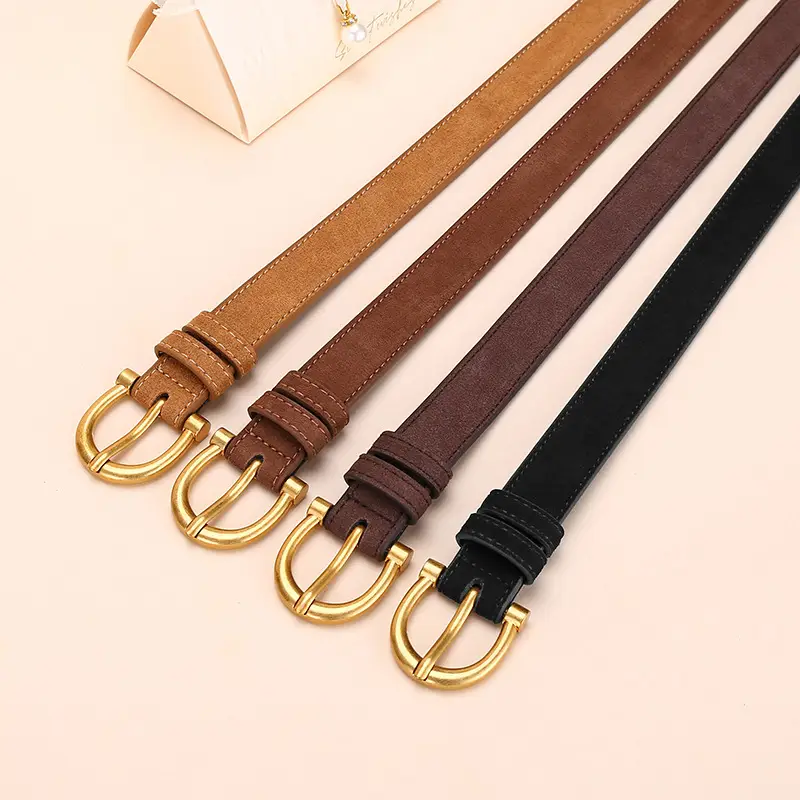 Black Gold Plated Women's Belt with Suede Strap - Image 8