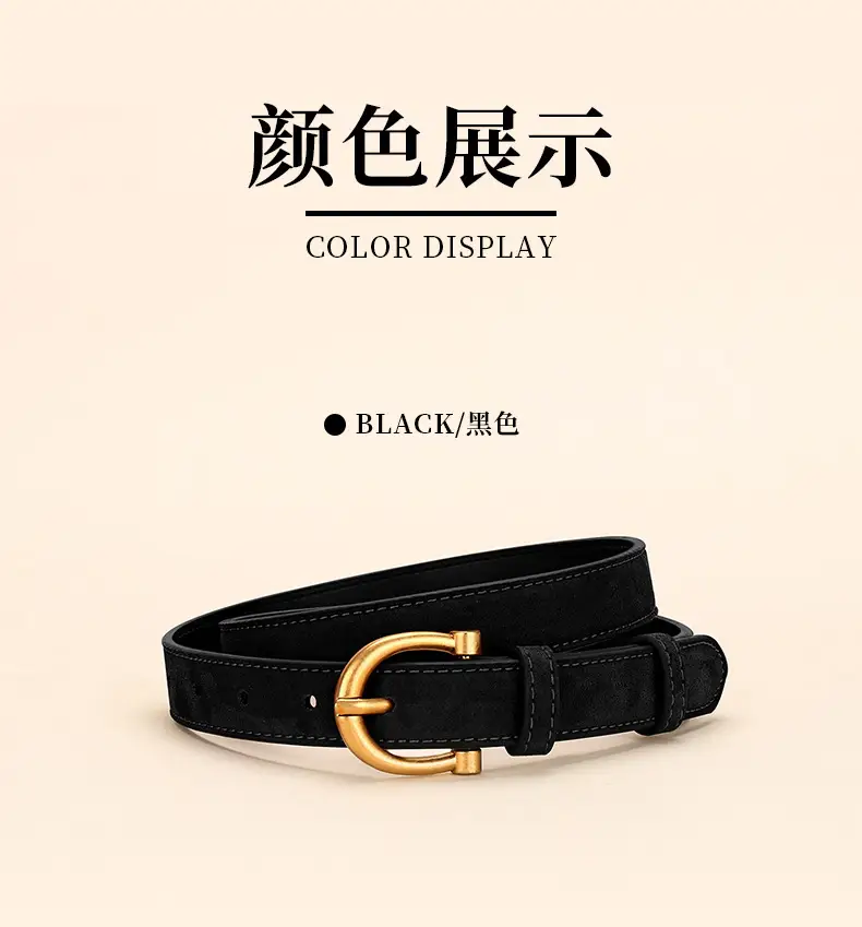 Black Gold Plated Women's Belt with Suede Strap — feature 10