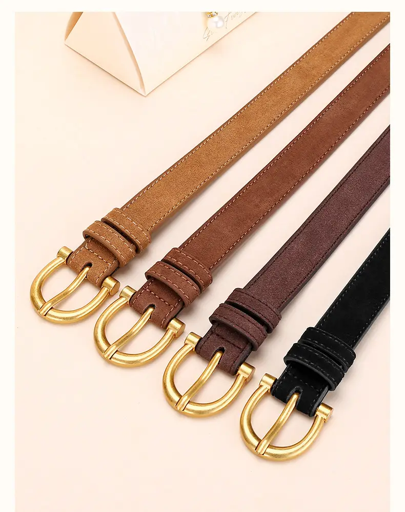 Black Gold Plated Women's Belt with Suede Strap — feature 15