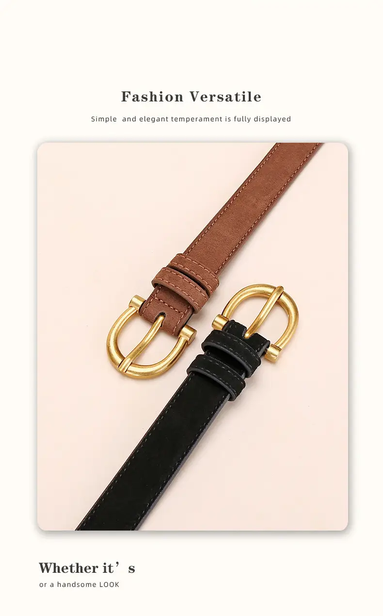 Black Gold Plated Women's Belt with Suede Strap — feature 16