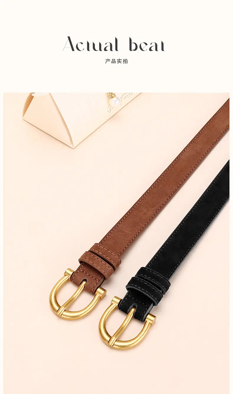 Black Gold Plated Women's Belt with Suede Strap — feature 17