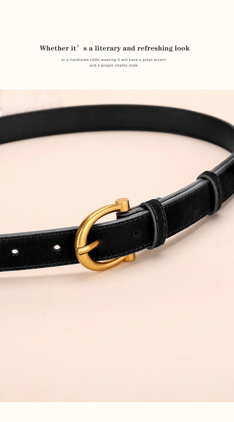 Black Gold Plated Women's Belt with Suede Strap — feature 18
