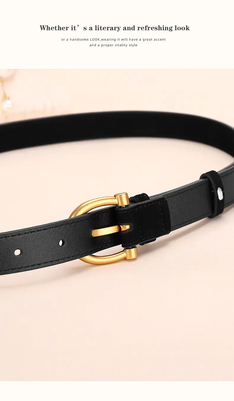 Black Gold Plated Women's Belt with Suede Strap — feature 19