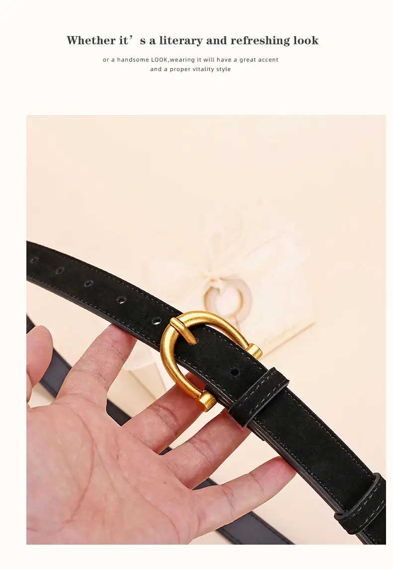Black Gold Plated Women's Belt with Suede Strap — feature 20