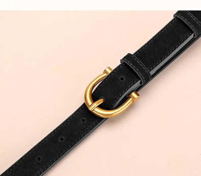 Black Gold Plated Women's Belt with Suede Strap — feature 21