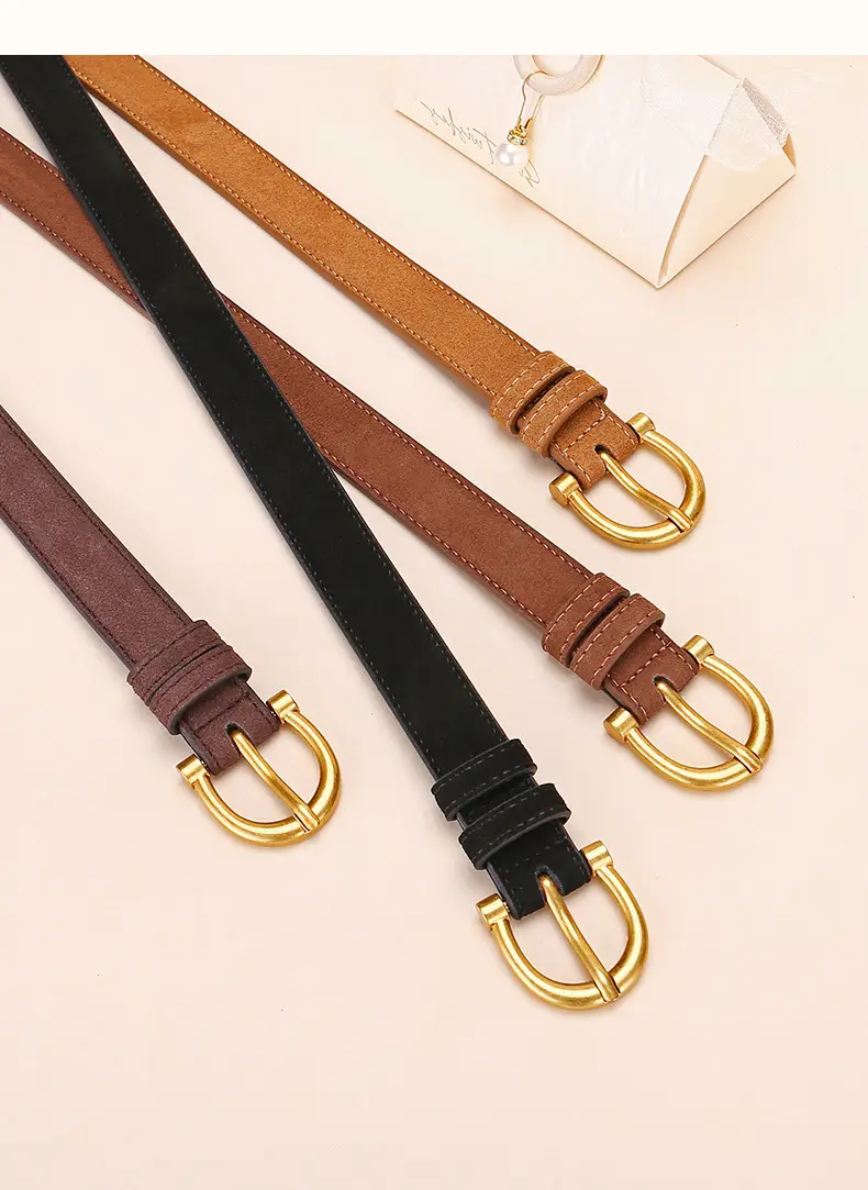 Black Gold Plated Women's Belt with Suede Strap — feature 23