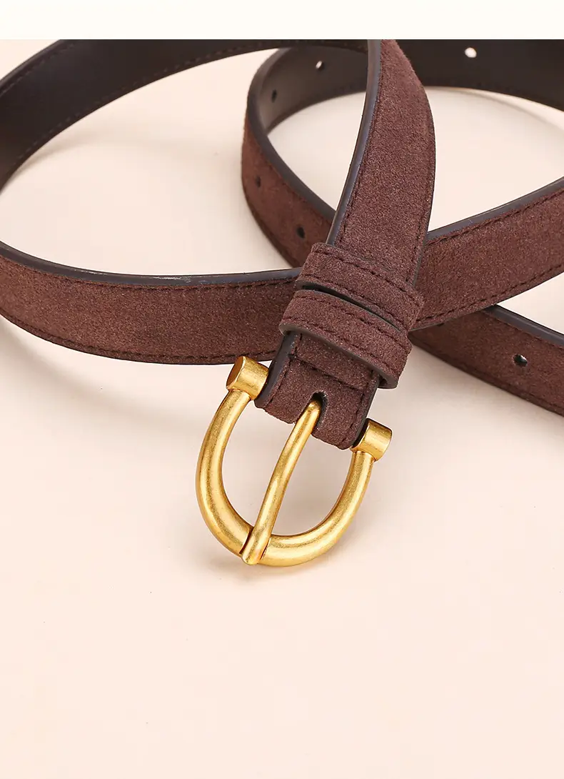 Black Gold Plated Women's Belt with Suede Strap — feature 24