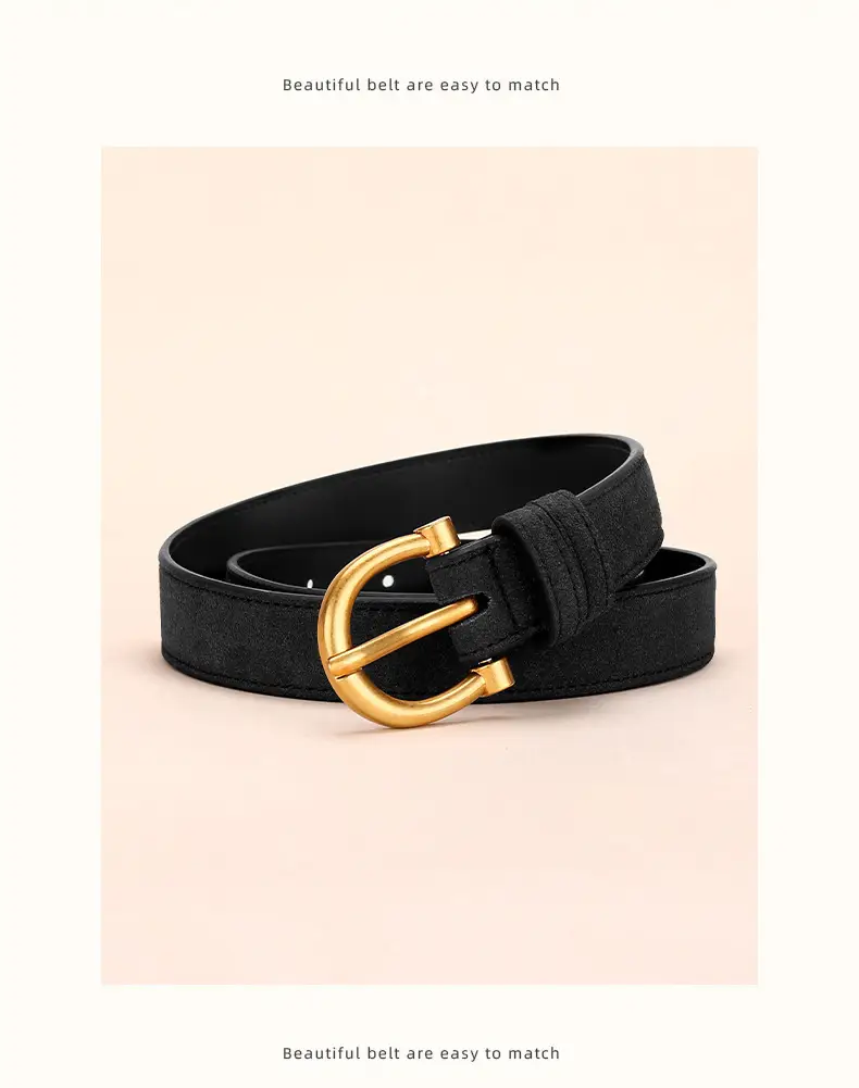 Black Gold Plated Women's Belt with Suede Strap — feature 25