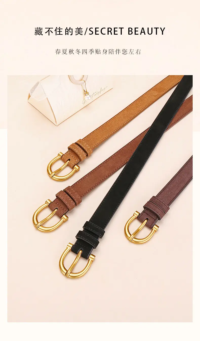 Black Gold Plated Women's Belt with Suede Strap — feature 4