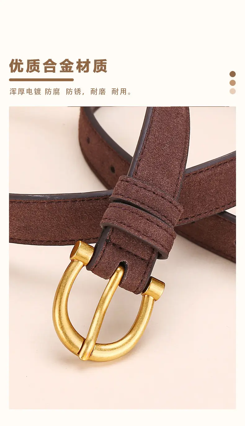 Black Gold Plated Women's Belt with Suede Strap — feature 6