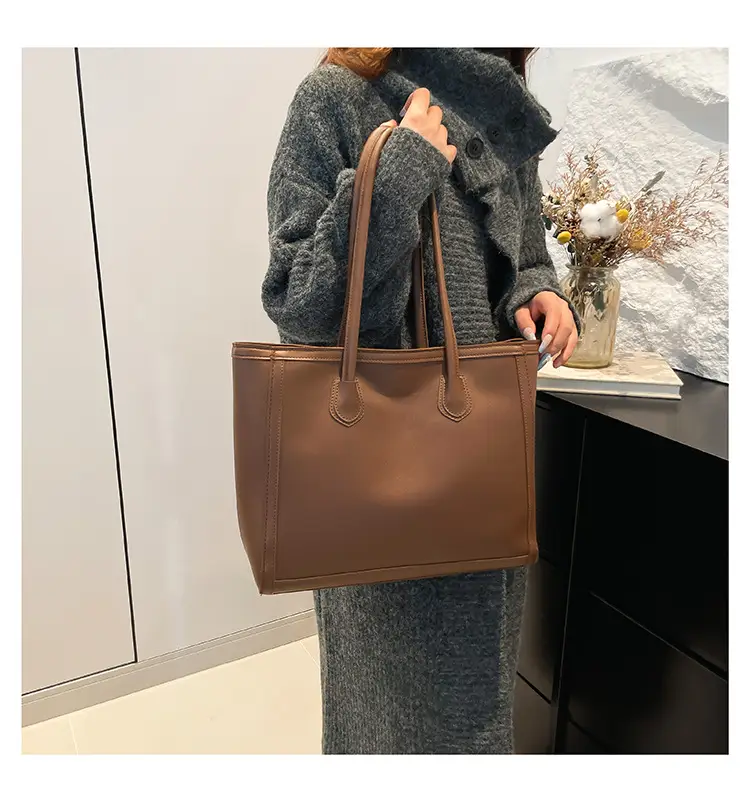 Large Capacity Korean Style Women's Brown Tote Bag β feature 14