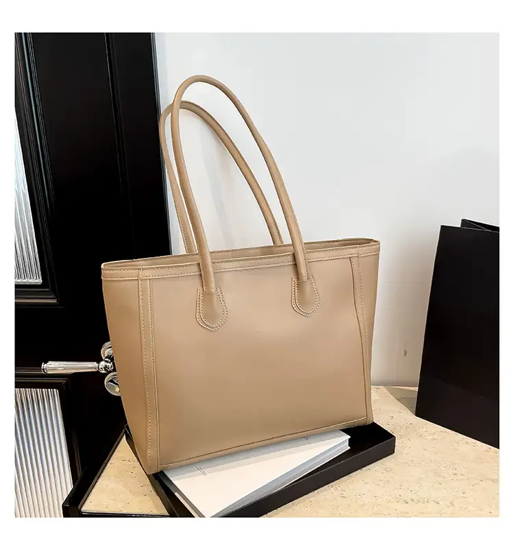 Large Capacity Korean Style Women's Brown Tote Bag - Image 3