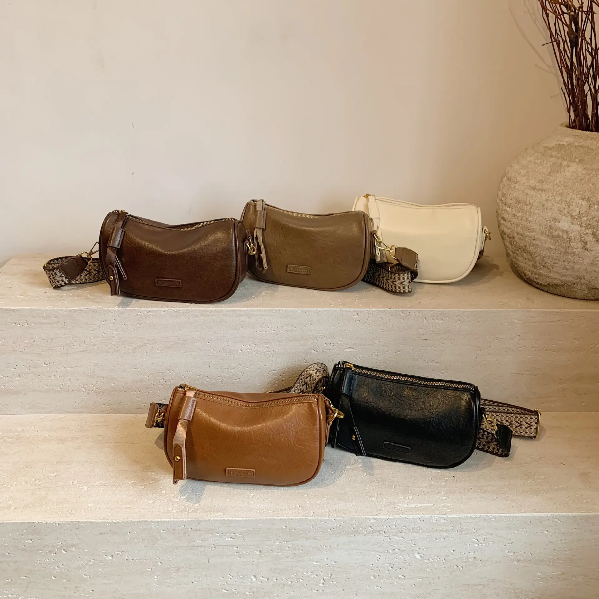 2024 Small Messenger Bag Women Brown Black White - Image 9
