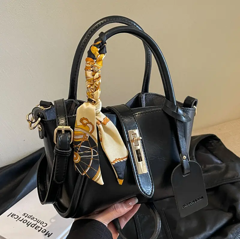 French Fashion Litchi Pattern Bucket Bag Women 2024