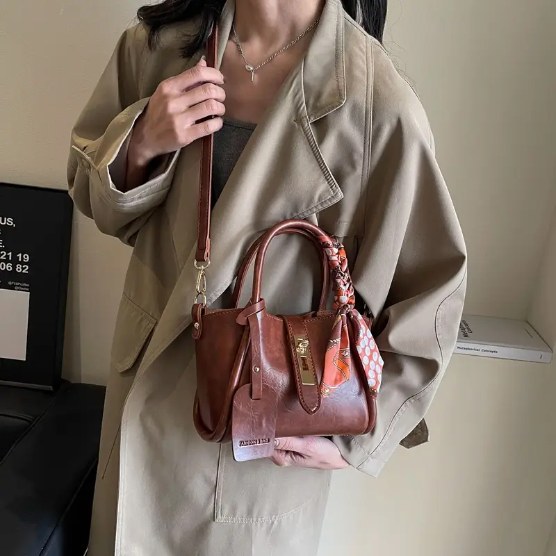French Fashion Litchi Pattern Bucket Bag Women 2024