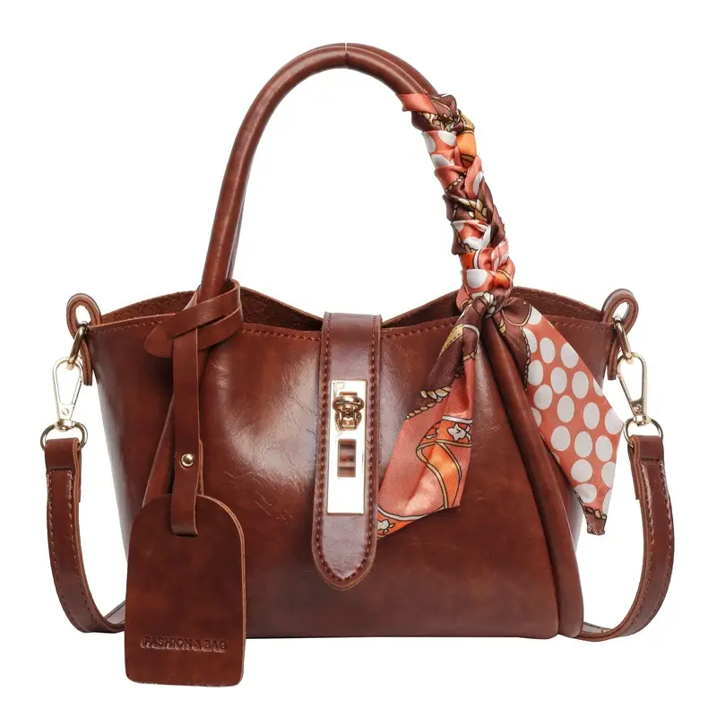 French Fashion Litchi Pattern Bucket Bag Women 2024