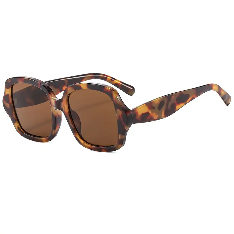 Retro Geometric Black Leopard Print Sunglasses Women - Image 6