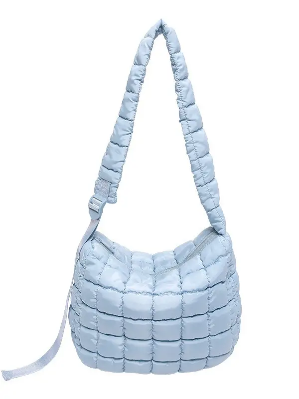 Women's Cotton Padded Shoulder Bag Large Capacity Beige - Image 17