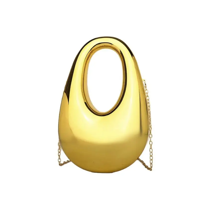 Oval Crossbody Bag for Women Gold Silver Brown