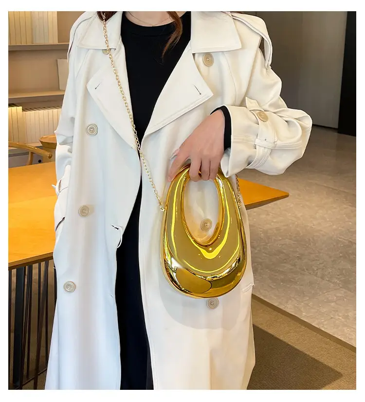Oval Crossbody Bag for Women Gold Silver Brown — feature 1