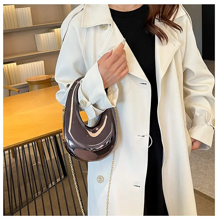 Oval Crossbody Bag for Women Gold Silver Brown — feature 13