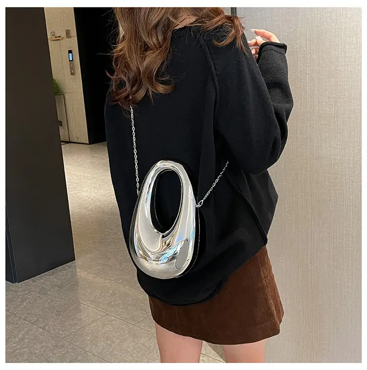Oval Crossbody Bag for Women Gold Silver Brown — feature 14