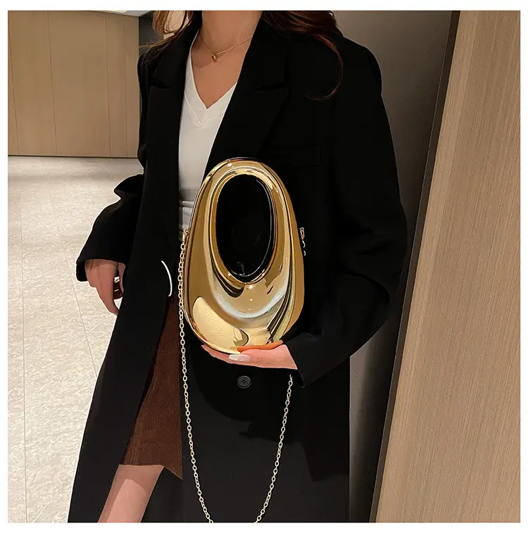 Oval Crossbody Bag for Women Gold Silver Brown — feature 15