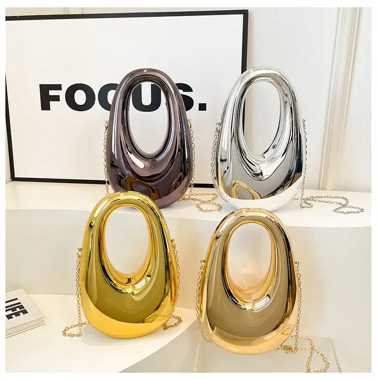Oval Crossbody Bag for Women Gold Silver Brown — feature 16