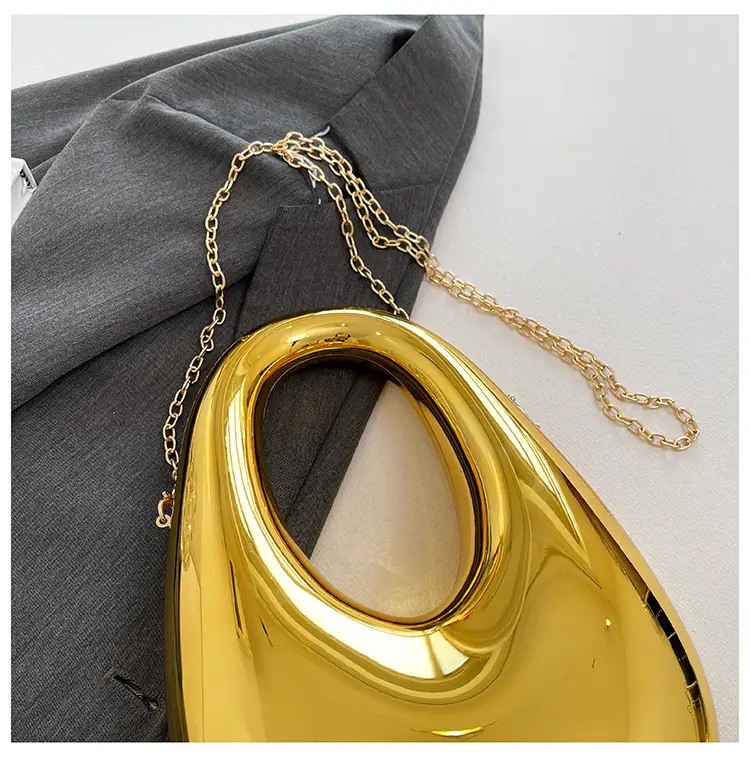 Oval Crossbody Bag for Women Gold Silver Brown — feature 17