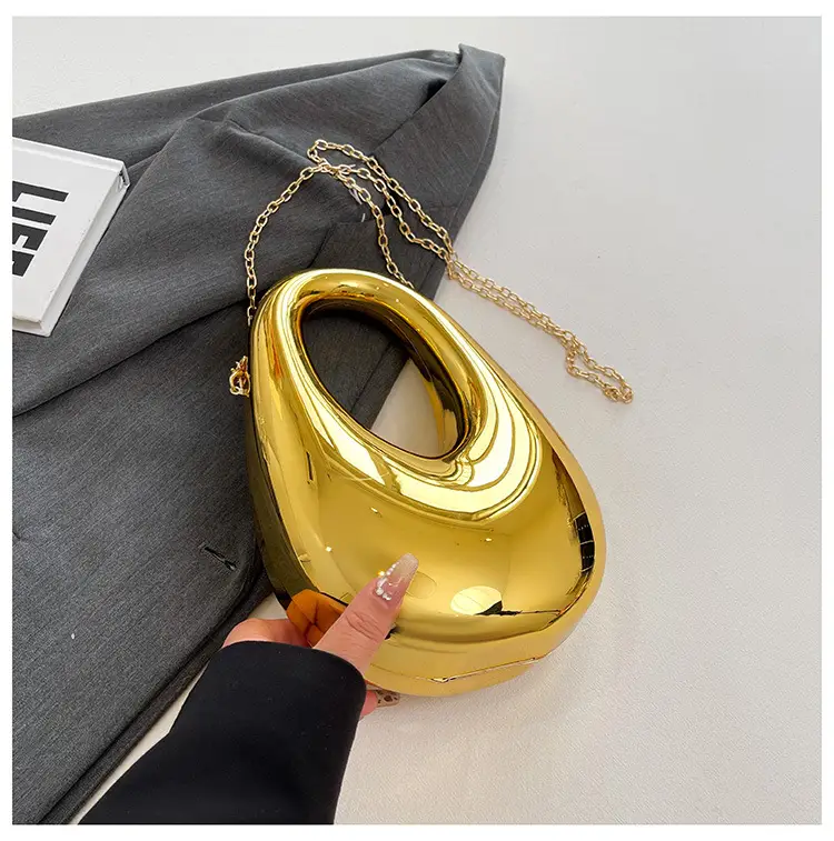 Oval Crossbody Bag for Women Gold Silver Brown — feature 18