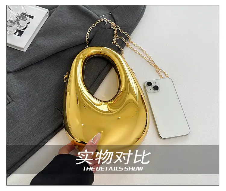 Oval Crossbody Bag for Women Gold Silver Brown — feature 8