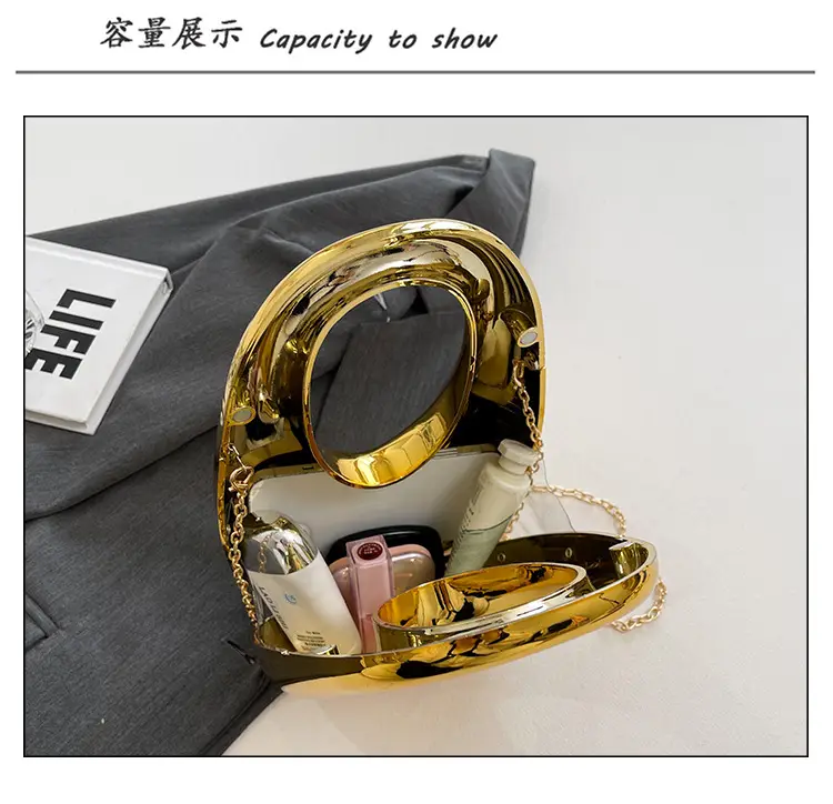 Oval Crossbody Bag for Women Gold Silver Brown — feature 9