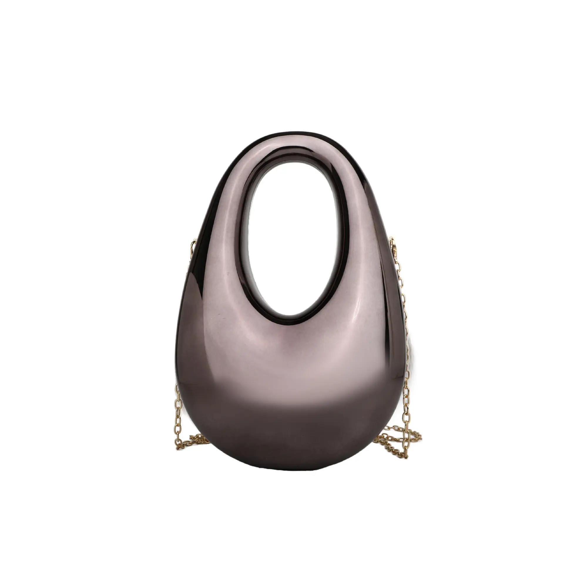 Oval Crossbody Bag for Women Gold Silver Brown