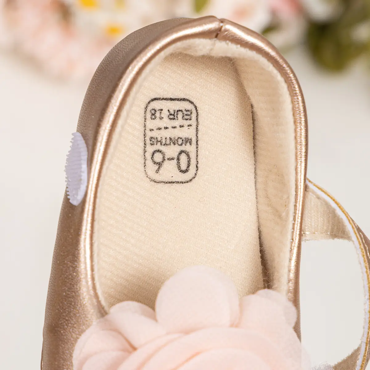 Princess Flower Velcro Baby Shoes Pink Gold β feature 11