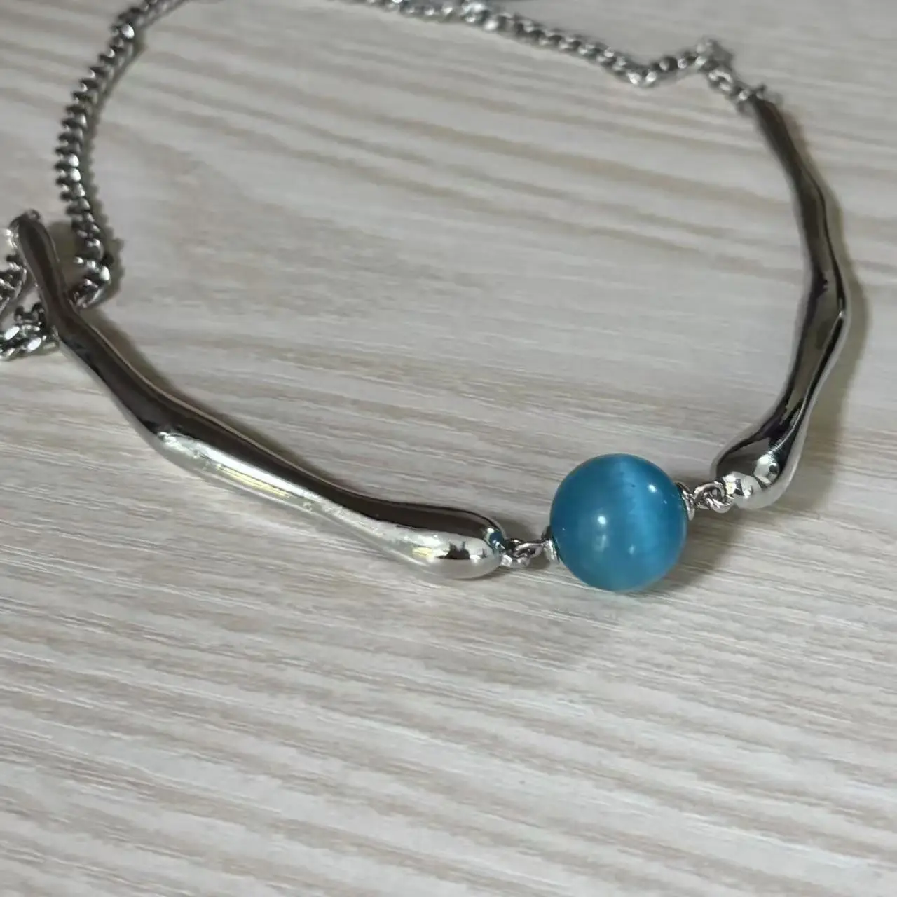 Blue Opal Punk Necklace for Women Mechanical Design - Image 6