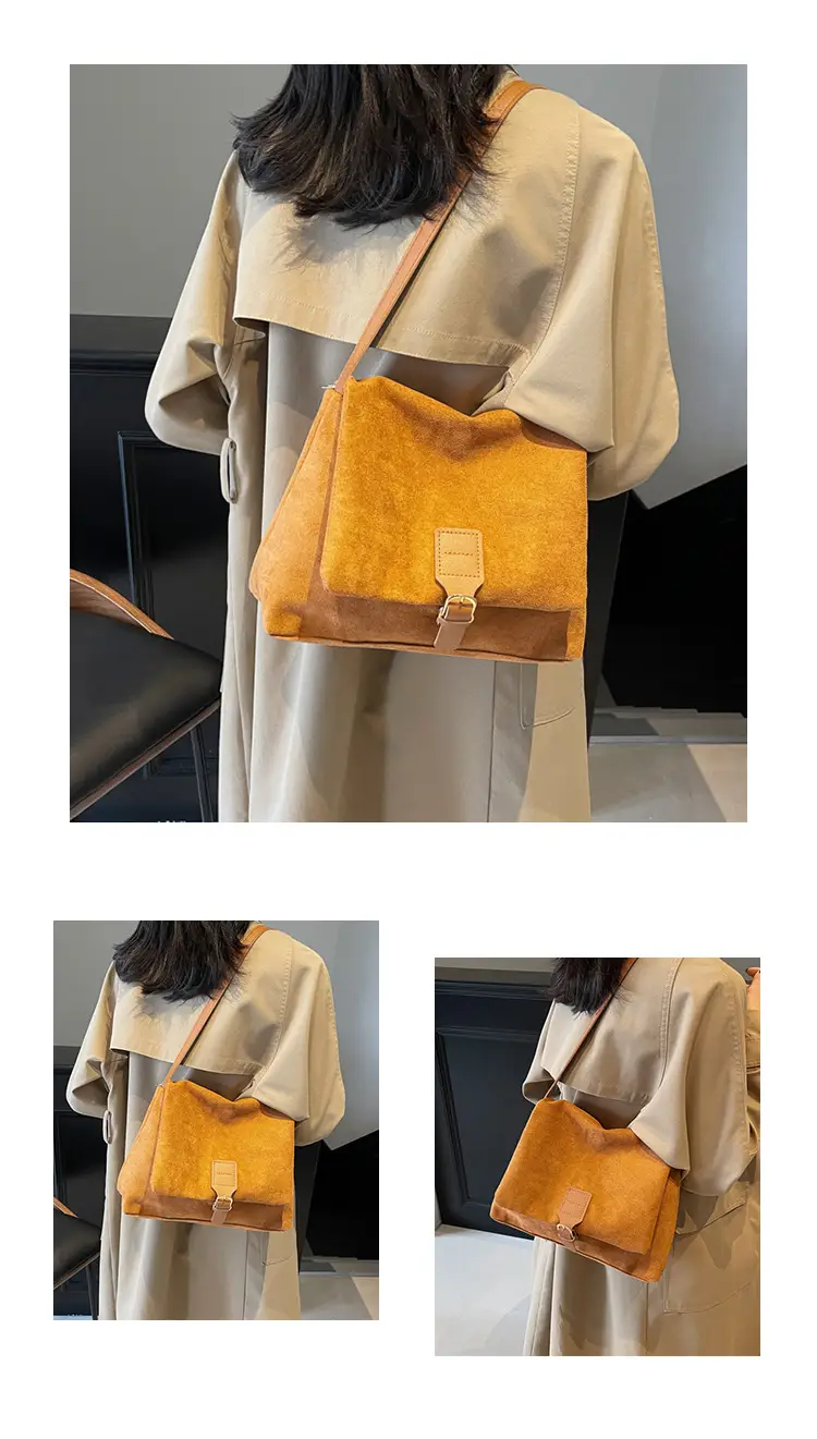 2024 Women's Retro Frosted Shoulder Bag Brown — feature 13