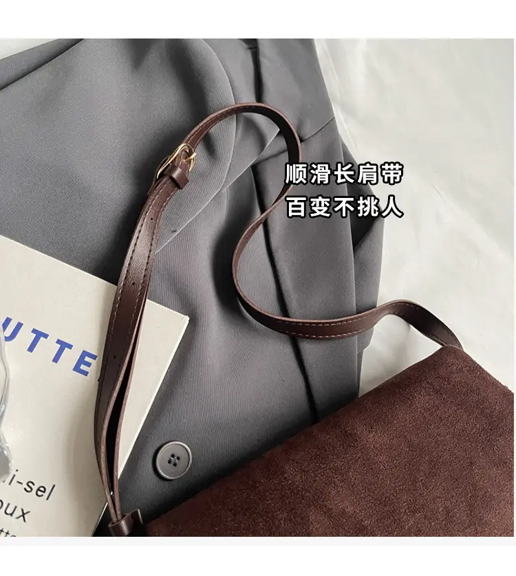 2024 Women's Retro Frosted Shoulder Bag Brown — feature 4