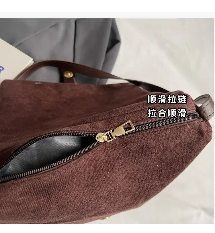 2024 Women's Retro Frosted Shoulder Bag Brown — feature 6